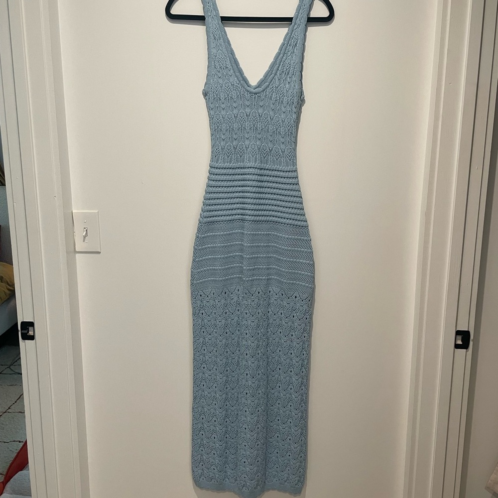 Ronny Kobo Collection Sky Blue Knit Maxi Dress